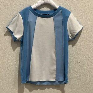 Blue and white cute casual girls shirt